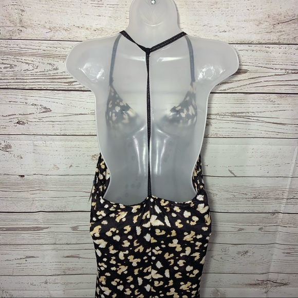 NEW - TopShop Animal Print Halter Maxi Dress Sz M - Picture 5 of 9